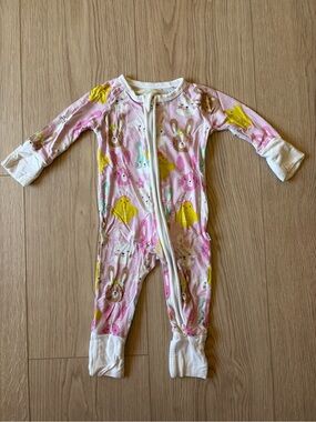 Little Sleepies Pink Bunny & Chick Print Kids One-Piece Sleeper